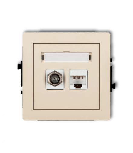 DECO Mechanizm gniazda antenowego poj. typu F (SAT) + gniazda komp. poj. 1xRJ45, kat. 6, 8-stykowy Karlik 1DGFK-3