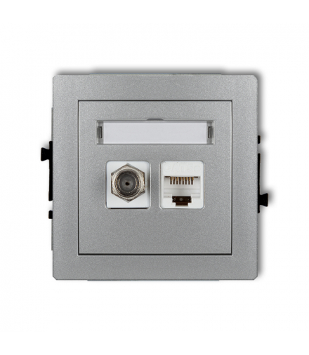 DECO Mechanizm gniazda antenowego poj. typu F (SAT) + gniazda komp. poj. 1xRJ45, kat. 6, 8-stykowy Karlik 7DGFK-3