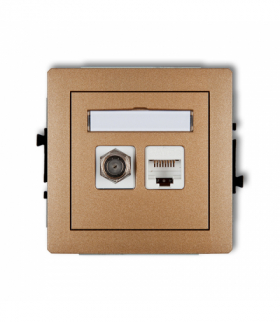 DECO Mechanizm gniazda antenowego poj. typu F (SAT) + gniazda komp. poj. 1xRJ45, kat. 6, 8-stykowy Karlik 8DGFK-3