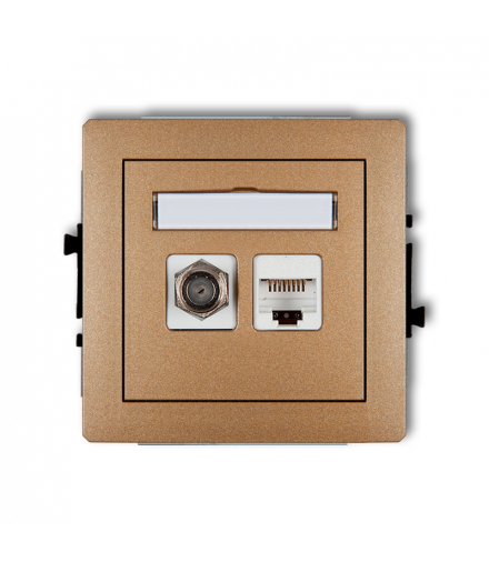 DECO Mechanizm gniazda antenowego poj. typu F (SAT) + gniazda komp. poj. 1xRJ45, kat. 6, 8-stykowy Karlik 8DGFK-3