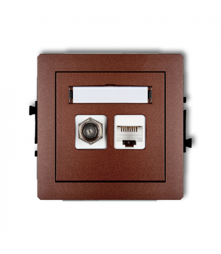 DECO Mechanizm gniazda antenowego poj. typu F (SAT) + gniazda komp. poj. 1xRJ45, kat. 6 ekranowe, 8-stykowy Karlik 9DGFK-5