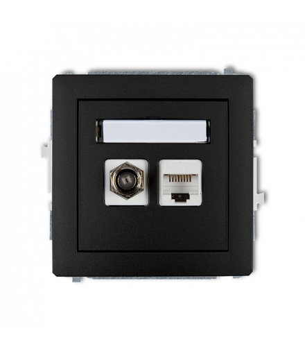 DECO Mechanizm gniazda antenowego poj. typu F (SAT) + gniazda komp. poj. 1xRJ45, kat. 6 ekranowe, 8-stykowy Karlik 12DGFK-5