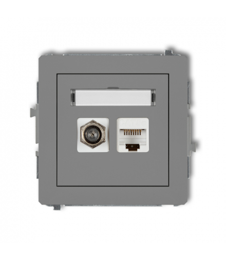 DECO Mechanizm gniazda antenowego poj. typu F (SAT) + gniazda komp. poj. 1xRJ45, kat. 6, 8-stykowy Karlik 27DGFK-3