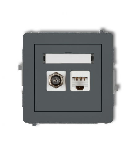 DECO Mechanizm gniazda antenowego poj. typu F (SAT) + gniazda komp. poj. 1xRJ45, kat. 6, 8-stykowy Karlik 28DGFK-3