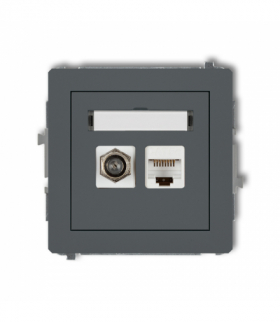 DECO Mechanizm gniazda antenowego poj. typu F (SAT) + gniazda komp. poj. 1xRJ45, kat. 6 ekranowe, 8-stykowy Karlik 28DGFK-5