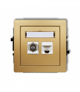 DECO Mechanizm gniazda antenowego poj. typu F (SAT) + gniazda komp. poj. 1xRJ45, kat. 6 ekranowe, 8-stykowy Karlik 29DGFK-5