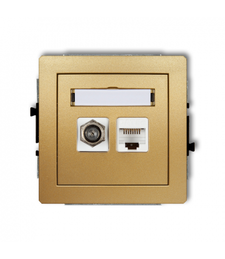 DECO Mechanizm gniazda antenowego poj. typu F (SAT) + gniazda komp. poj. 1xRJ45, kat. 6 ekranowe, 8-stykowy Karlik 29DGFK-5