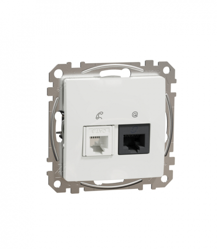 Sedna Design & Elements, Gniazdo komputerowe-telefoniczne (kat. 5e UTP), białe Schneider SDD111458