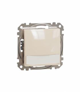 Sedna Design & Elements, Przycisk 1-biegunowy z etykietą, podświetleniem, beżowy Schneider SDD112133L