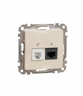 Sedna Design & Elements, Gniazdo komputerowe-telefoniczne (kat. 5e UTP), beżowy Schneider SDD112458