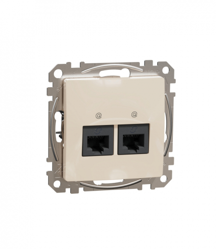 Sedna Design & Elements, Gniazdo komputerowe podwójne RJ45 kat. 6 UTP, beżowy Schneider SDD112462