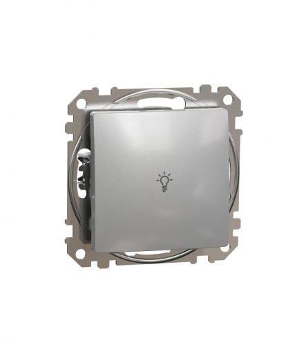 Sedna Design & Elements, Przycisk 1-biegunowy "światło", srebrne aluminium Schneider SDD113132