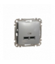 Sedna Design & Elements, Gniazdo ładowania USB typ A+A 2,4A, srebrne aluminium Schneider SDD113401