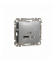 Sedna Design & Elements, Gniazdo ładowania USB typ A+C 2,4A, srebrne aluminium Schneider SDD113402