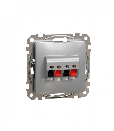 Sedna Design & Elements, Gniazdo głośnikowe podwójne, srebrne aluminium Schneider SDD113411
