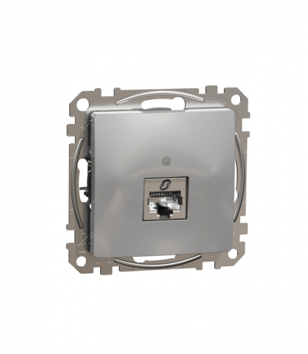 Sedna Design & Elements, Gniazdo komputerowe RJ45 kat. 6 STP, srebrne aluminium Schneider SDD113461S