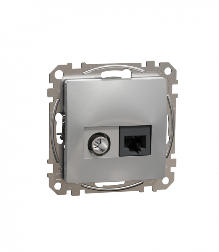 Sedna Design & Elements, Gniazdo komputerowe-TV (kat. 6 UTP), srebrne aluminium Schneider SDD113469T