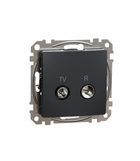 Sedna Design & Elements, Gniazdo R/TV przelotowe (7dB), czarny antracyt Schneider SDD114474R