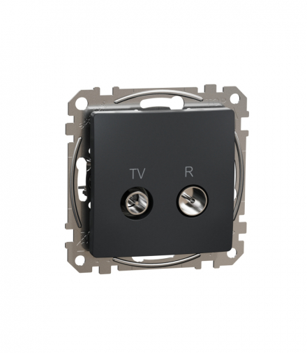 Sedna Design & Elements, Gniazdo R/TV przelotowe (7dB), czarny antracyt Schneider SDD114474R