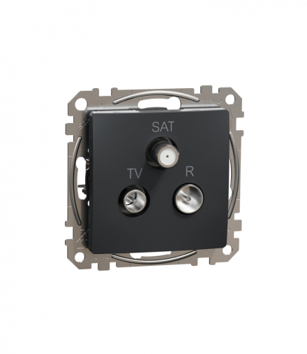 Sedna Design & Elements, Gniazdo R/TV/SAT przelotowe (10dB), czarny antracyt Schneider SDD114488