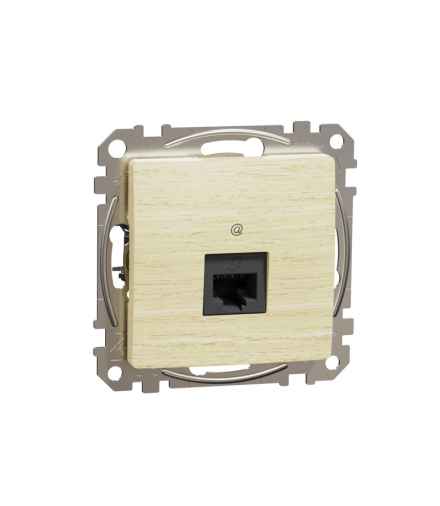 Sedna Design & Elements, Gniazdo komputerowe RJ45 kat. 6 UTP, brzoza, efekt drewna Schneider SDD180461
