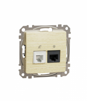 Sedna Design & Elements, Gniazdo komputerowe-telefoniczne (kat. 6 UTP), brzoza, efekt drewna Schneider SDD180468