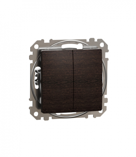 Sedna Design & Elements, Przycisk podwójny, wenge, efekt drewna Schneider SDD181118
