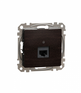 Sedna Design & Elements, Gniazdo komputerowe RJ45 kat. 6 UTP, wenge, efekt drewna Schneider SDD181461