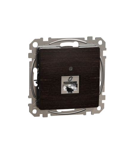 Sedna Design & Elements, Gniazdo komputerowe RJ45 kat. 6 STP, wenge, efekt drewna Schneider SDD181461S