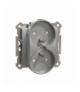 Schneider Electric Sedna Design & Elements, Gniazdo 2x2P+PE z przesłonami do systemu ramkowego (do ramek Elements), srebrne alum