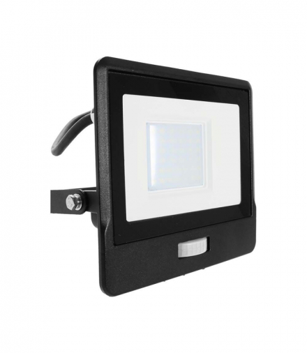 Projektor LED z czujnikiem ruchu 30W 2340lm 4000K Dioda SAMSUNG IP65 Kabel 1m Czarny 5 Lat Gwarancji V-TAC 20287