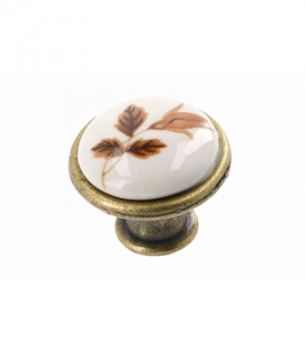 Gałka porcelanowa 0728-J4-B, B-brązowy kwiatek, stare złoto GTV GP-0728-J4-B