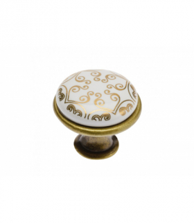Gałka porcelanowa 0728-J4 C-Orient Gold antyczny mosiądz GTV GP-0728-J4-C-04