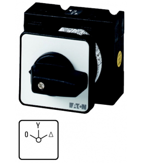 T3-4-8410/E - Przełącznik gwiazda-trójkąt, 3b, Ie 25A, TC 0-Y-D, 45°, bez samopowrotu, 48x48mm, montaż Eaton 009657