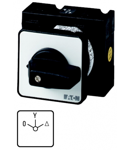 T3-4-8410/E - Przełącznik gwiazda-trójkąt, 3b, Ie 25A, TC 0-Y-D, 45°, bez samopowrotu, 48x48mm, montaż Eaton 009657