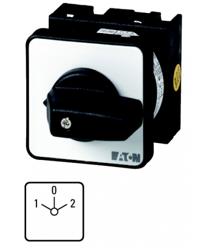 T0-3-8401/Z - Przełącznik nawrotny, 3b, Ie 12A, TC 1-0-2, 45°, bez samopowrotu, 48x48mm, montaż pośredni Eaton 010366