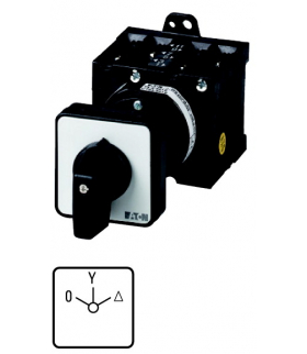 T3-4-8410/Z - Przełącznik gwiazda-trójkąt, 3b, Ie 25A, TC 0-Y-D, 45°, bez samopowrotu, 48x48mm, montaż pośredni Eaton 012030