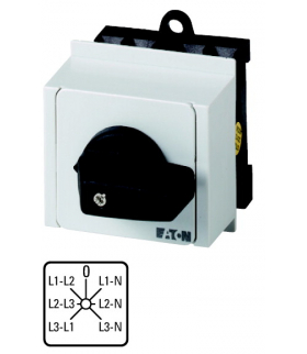 T0-3-8007/IVS - Przełącznik woltomierza, 3b+N, TC faza/faza-0-faza/N, 45°, 45x45mm, REG Eaton 012759