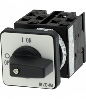 T0-4-8344/E - Rozłącznik ZAŁ-WYŁ, T0, 20 A, montaż, 4 Zespół montażowy/zespoły montażowe, 8-biegunowe, z czarnym pokrętłem i tab