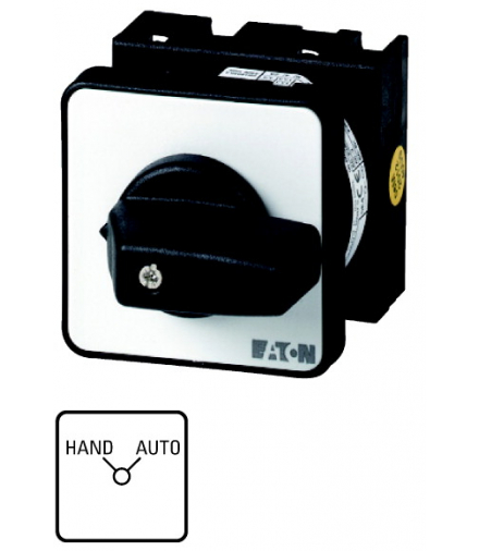 T0-3-15453/EZ - Przełącznik, 1b, Ie 12A, TC UPS-SIEĆ, 90°, bez samopowrotu, 48x48mm, montaż centralny Eaton 017500