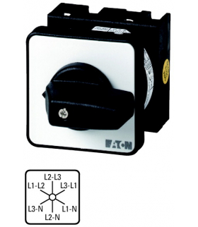 T0-3-15924/E - Przełącznik woltomierza, 3b+N, TC faza/faza-faza/N, 60°, 48x48mm, montaż Eaton 019878