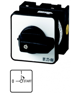 T0-1-15511/EZ - Łącznik sterowniczy, 2b, Ie 12A, TC 0-1-START, 90°, bez samopowrotu/z samopowrotem, 48x48mm, montaż centralny Ea