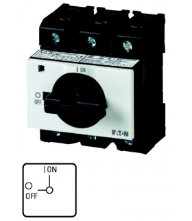 P3-63/IVS/N - Rozłącznik ZAŁ-WYŁ, P3, 63 A, montaż rozdzielacza, 3-biegunowe + N, z czarnym pokrętłem i tabliczką czołową, zamyk