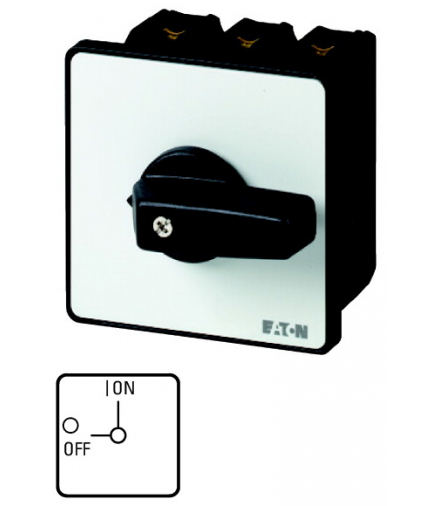 P3-63/E - Rozłącznik ZAŁ-WYŁ, P3, 63 A, montaż, 3-biegunowe, z czarnym pokrętłem i tabliczką czołową Eaton 026861