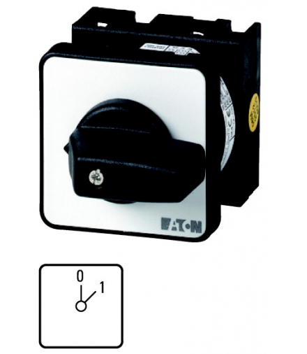 T0-1-15401/E - Łącznik sterowniczy, 1b, Ie 12A, TC 0-1, 45°, bez samopowrotu, 48x48mm, montaż Eaton 038854