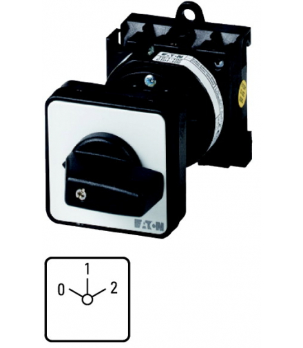 T0-3-8451/Z - Przełącznik, 3b, Ie 12A, TC 0-1-2, 45°, bez samopowrotu, 48x48mm, montaż pośredni Eaton 043596