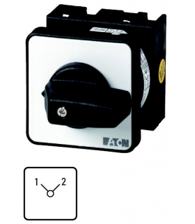 T0-3-8222/E - Przełącznik, 3b, Ie 12A, TC 1-2, 90°, bez samopowrotu, 48x48mm, montaż Eaton 048339