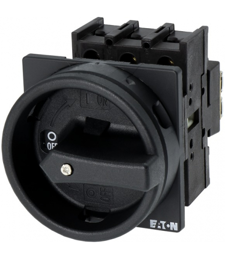 P1-25/EA/SVB-SW - Wyłącznik główny, P1, 25 A, montaż, 3-biegunowe, Funkcja ZATRZYMANIA, z czarnym uchwytem obrotowym i pierścien