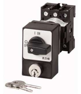 P1-25/Z/SVA(A) - Rozłącznik ZAŁ-WYŁ, P1, 25 A, montaż pośredni, 3-biegunowe, z czarnym pokrętłem i tabliczką czołową, Blokada za