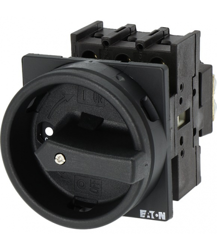 P1-32/EA/SVB-SW - Wyłącznik główny, P1, 32 A, montaż, 3-biegunowe, Funkcja ZATRZYMANIA, z czarnym uchwytem obrotowym i pierścien